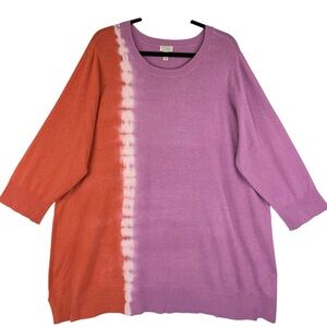NWT LOGO by Lori Goldstein Tie-Dye Pullover Pink 2X Lightweight Sweater